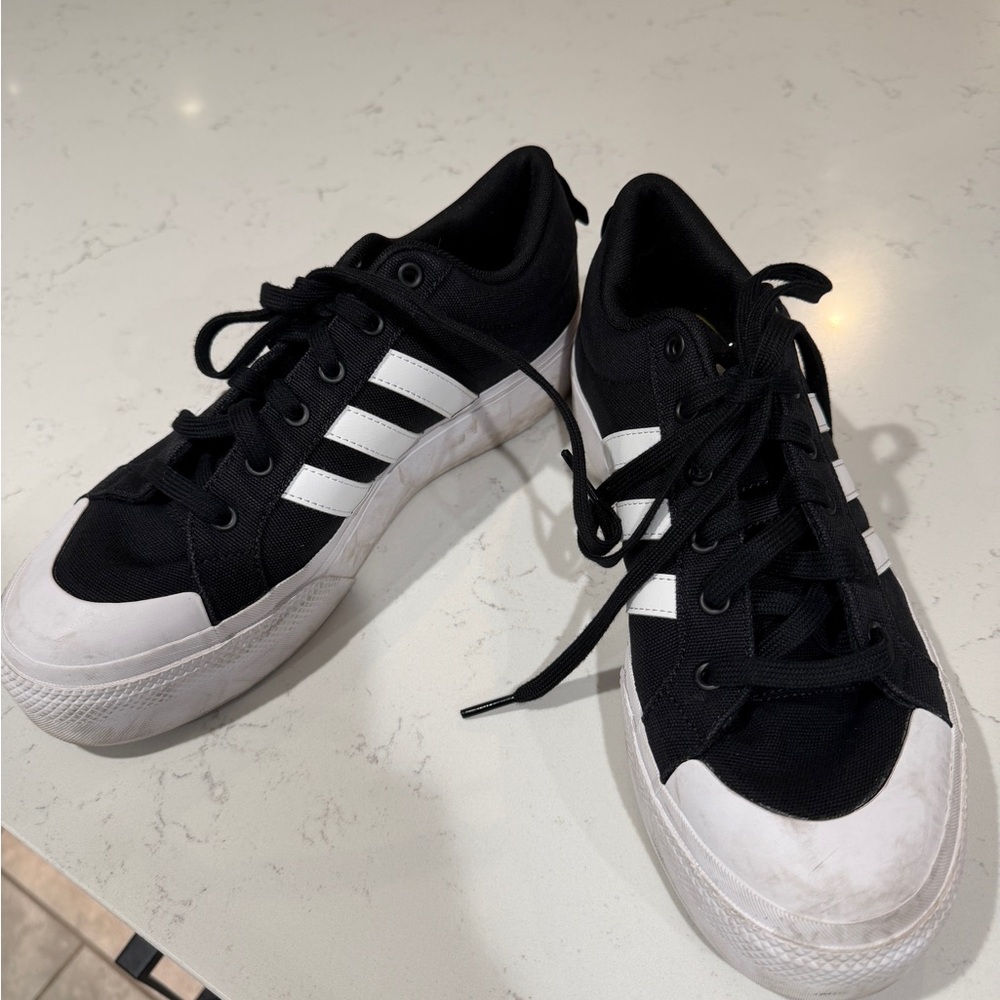 Adidas Women Black and White Platform Sneakers - Picture 2 of 6